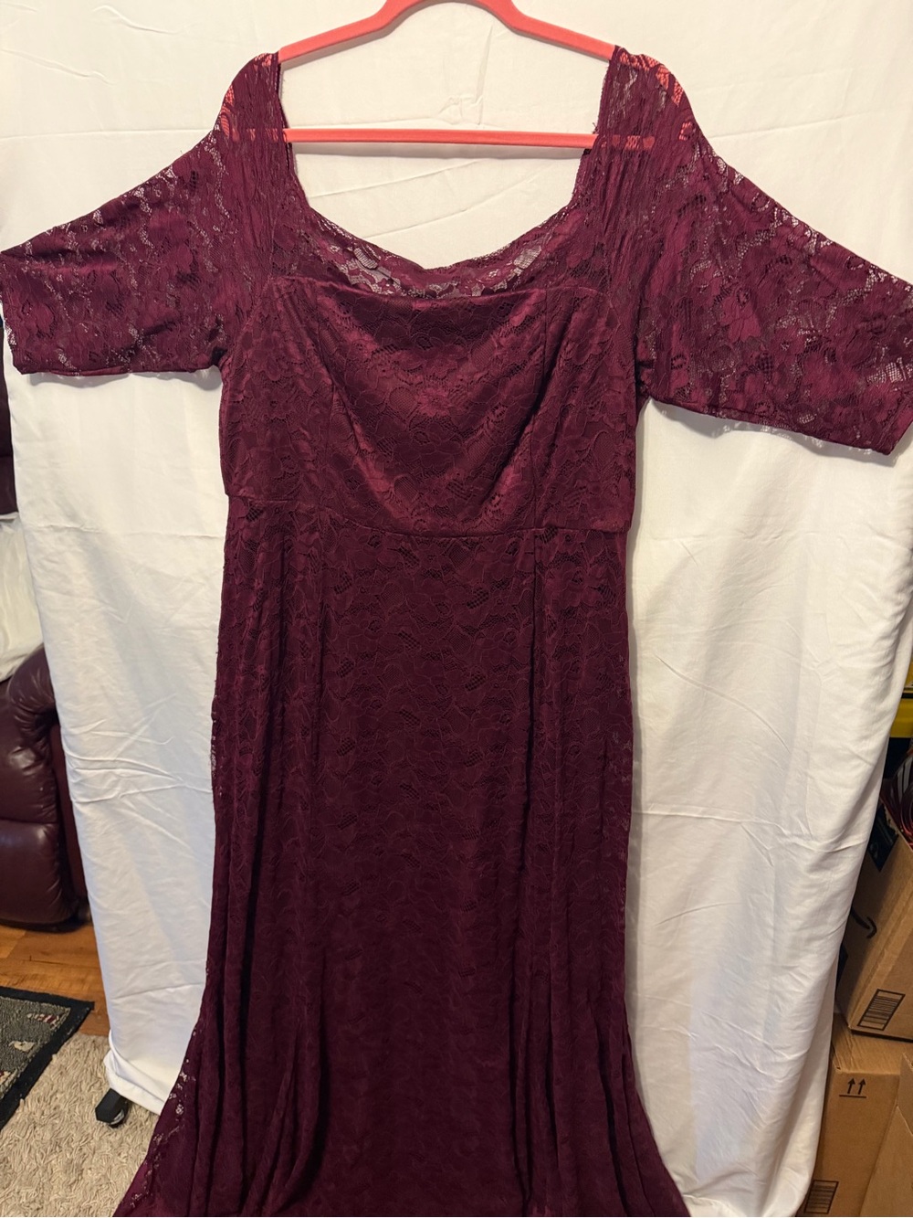 torrid Wine Lace Maxi Dress with Scoop Neckline
